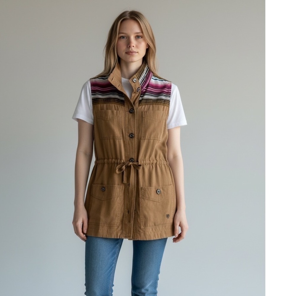 Ariat Weekend Warrior Vest Dijon Brown Serape Stripe Utility 10037745 Women's S